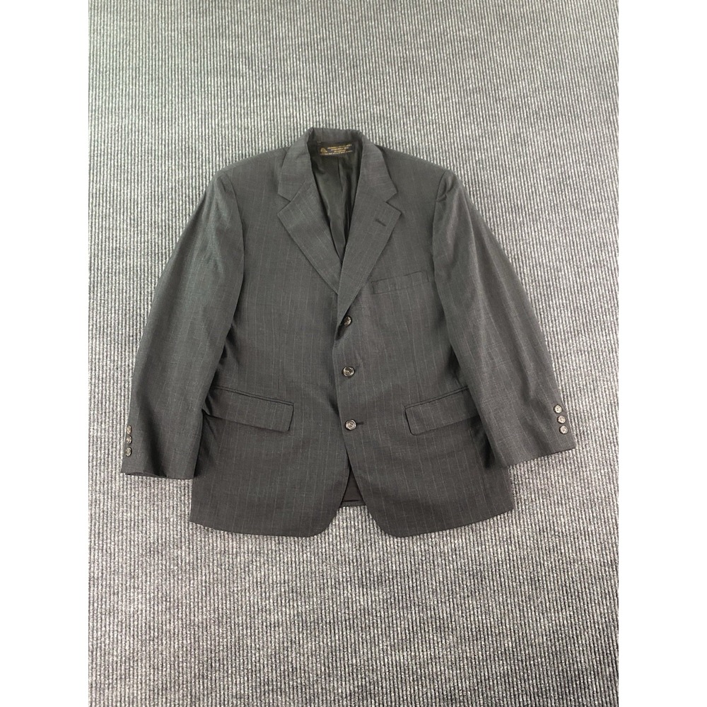 Vintage Brooks Brothers Suit Jacket 42 S Gray Wool Striped USA Premium Designer
